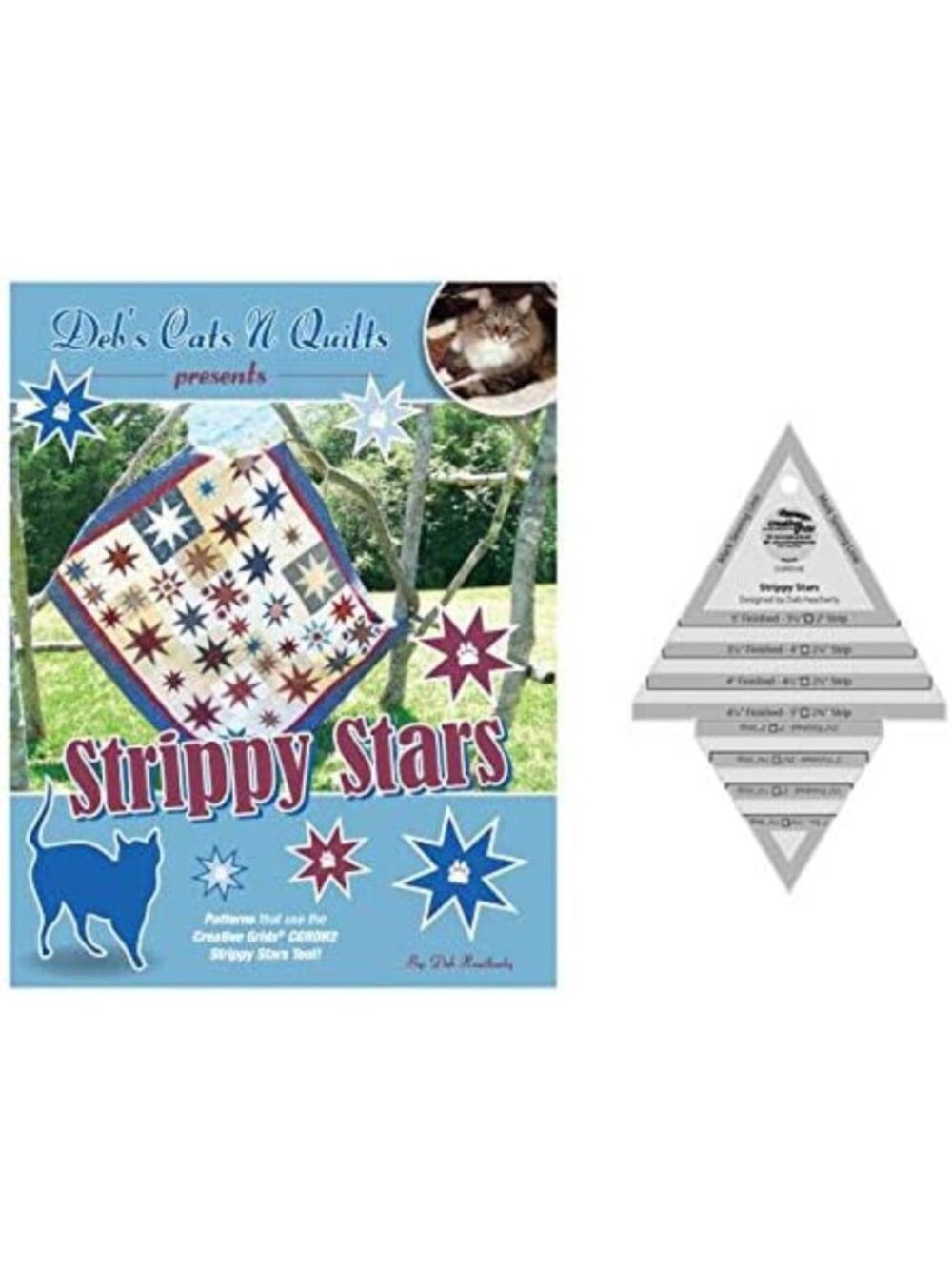 Strippy Stars Quilt Book & Creative Grids Tool Bundle - Perfect for Cat Lovers!